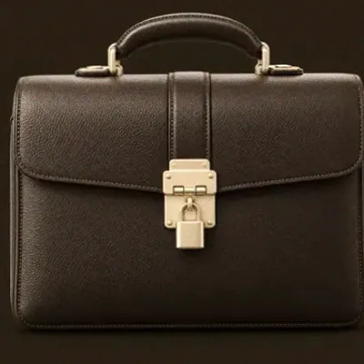 Locked leather briefcase — Shambala